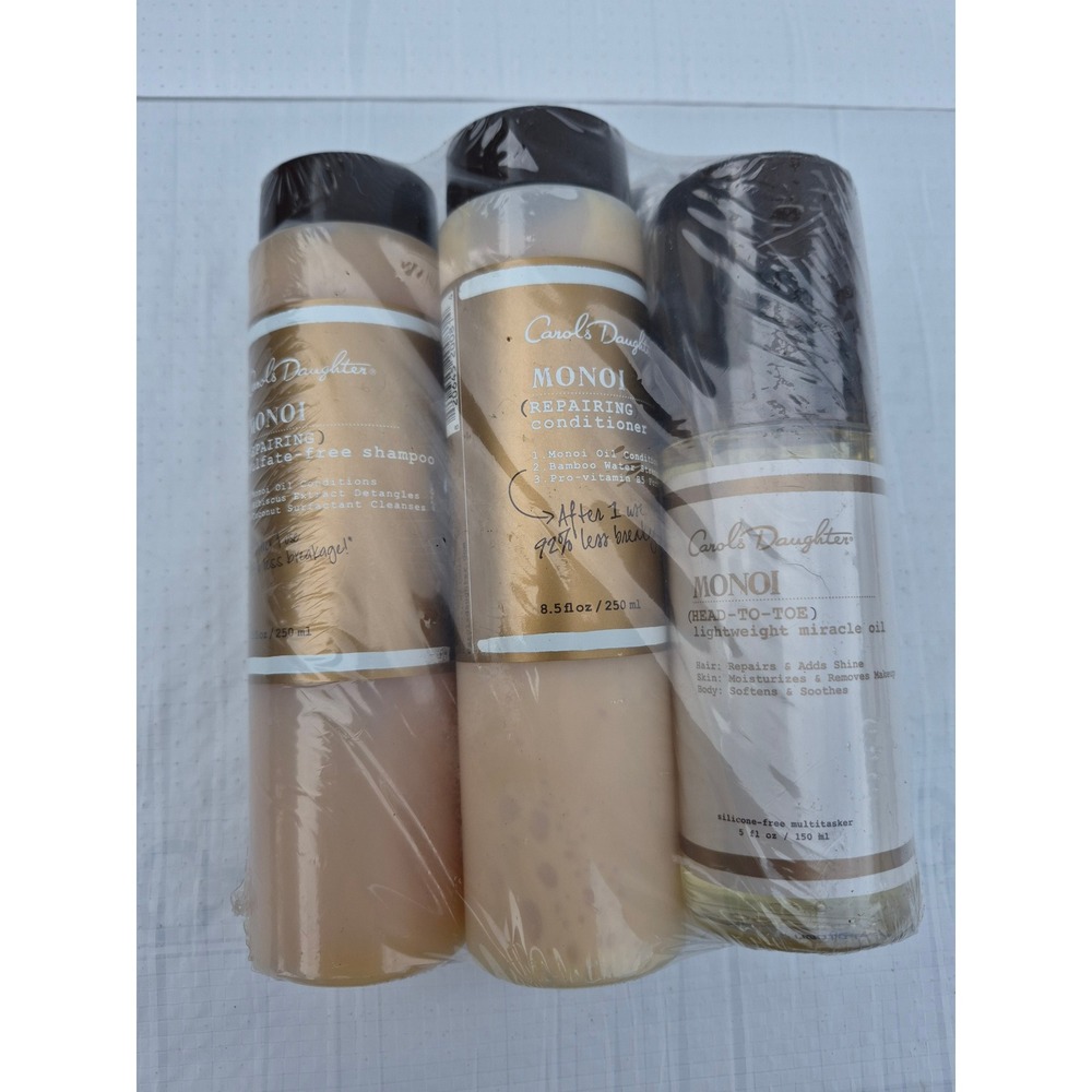 Carols Daughter Monoi Repairing Shampoo Conditioner and Miracle Oil 3pc Set